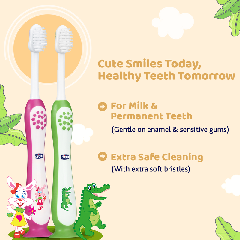 Toothbrush Set Pink + Green 3Y-8Y image number 3